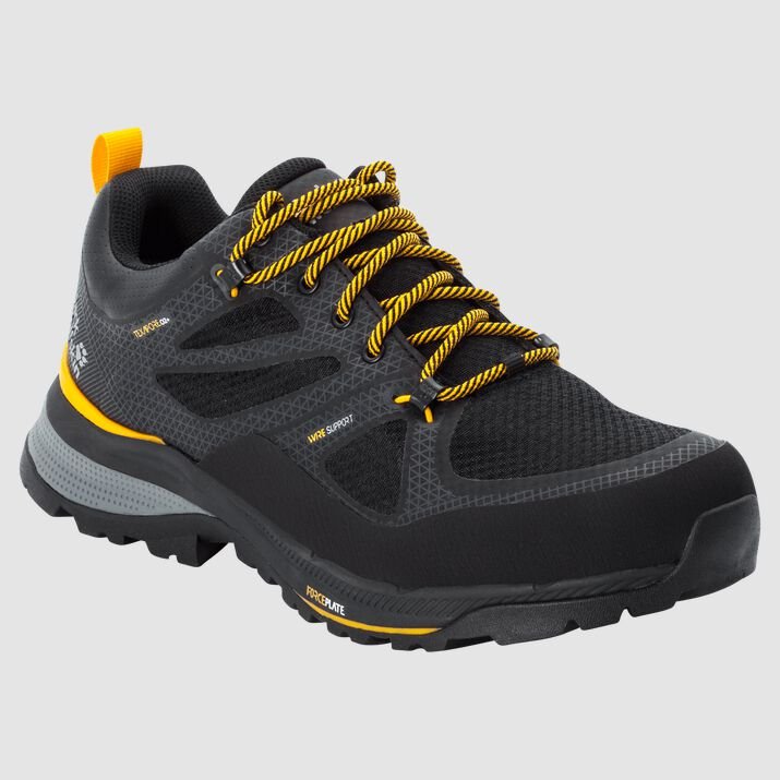 Jack Wolfskin Mens Force Striker Texapore Low Hiking Shoes Black/Yellow 749208RUV